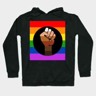 QPOC Pride Flag - Black Fist Hoodie